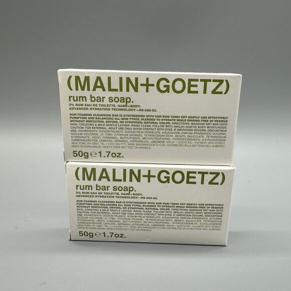 Malin+Goetz Rum Bar Soap For Hands & Body 1.7oz / 50g Travel Size Set Of 2 - Picture 1 of 1
